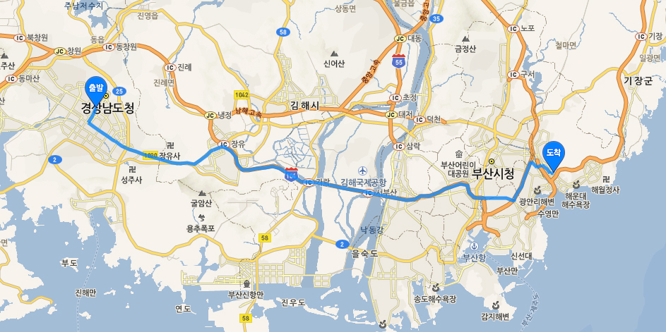 창원,마산에서 벡스코로 오시는 방법 약도로 자세한 설명은 TIP 창원,마산 → 벡스코로 오시는 방법 참고