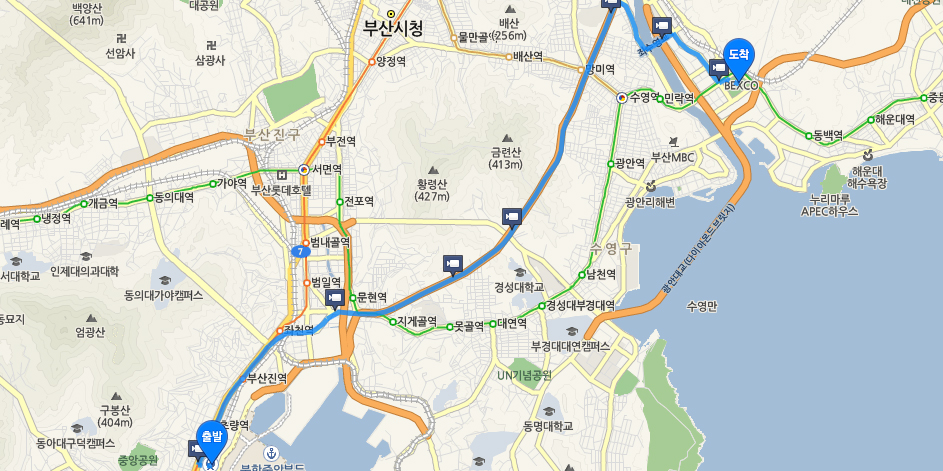 부산역에서 벡스코로 오시는 방법 약도로 자세한 내용은 TIP 부산역 → 벡스코로 오시는 방법 참고