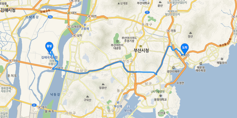 김해국제공항에서 벡스코로 오시는 방법 약도로 자세한 내용은 TIP 김해국제공항 → 벡스코로 오시는 방법 참고