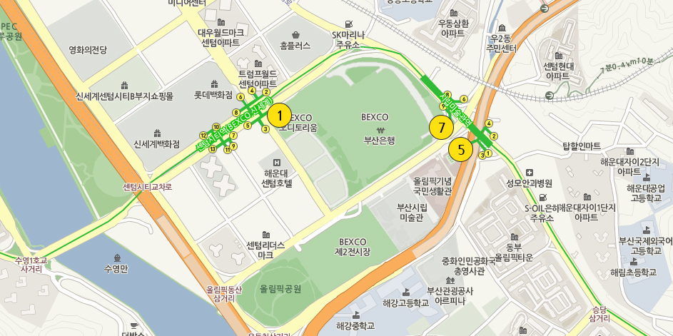 지하철로 벡스코 오는 방법 약도로 자세한 내용은 TIP 오시는 방법 내용 참고